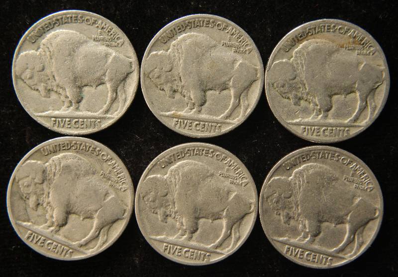 GROUP OF 6 US BUFFALO NICKELS