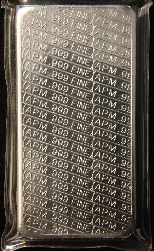 10 TROY Oz. .999 FINE SILVER BAR VINTAGE APM EAGLE-FLAG