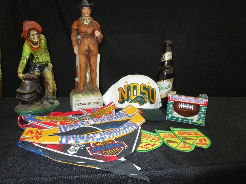 lot 51 image: NDSU Cap, March of Dimes Patches, Harley Davidson