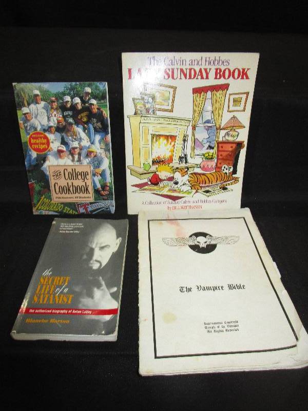 lot 79 image: Books, College Cookbook, Calvin and Hobbs Cartoon Book and Vampire Bible