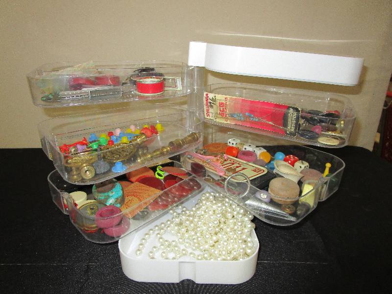 lot 97 image: Jewlry, Old Games Pieces, Wooded Darts and More