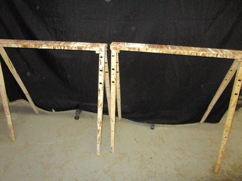 lot 140 image: Pair of Metal Foldable Sawhorses