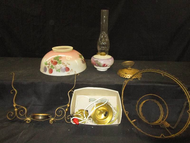 lot 193 image: Old Antique Oil Lamp Converted to Electric