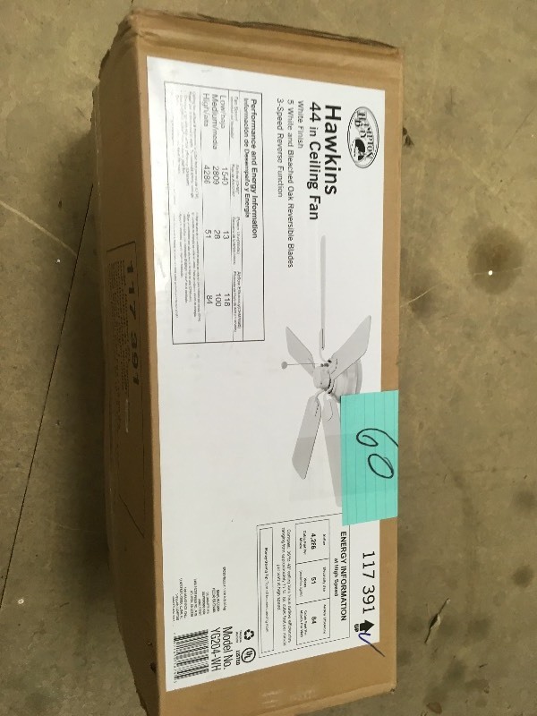 Hampton Bay Hawkins 44 in. Indoor White Ceiling Fan Open box not used