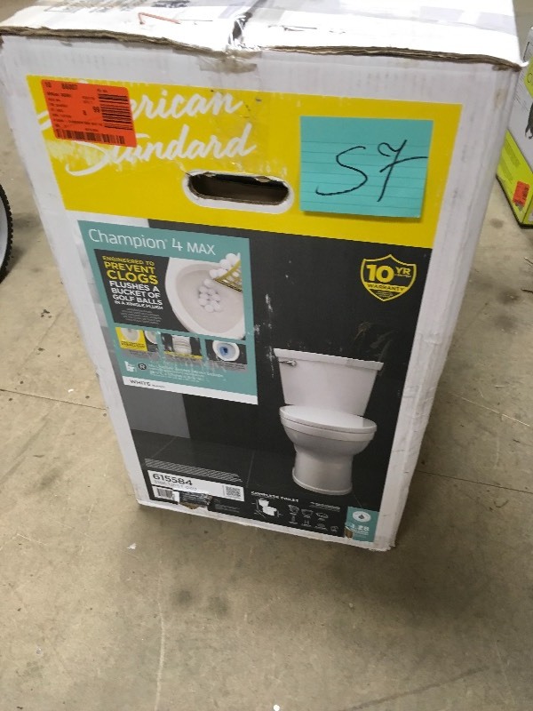American Standard Champion 4 Max Tall Height 2piece 1.28 GPF Single Flush High Efficiency Round Front Toilet in White with Slow Close Seat Open box not used