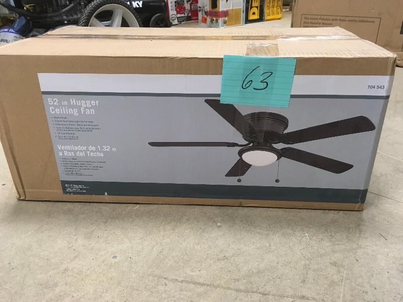 Frosted Opal Glass Hugger 52 in. Black Ceiling Fan Open box not used