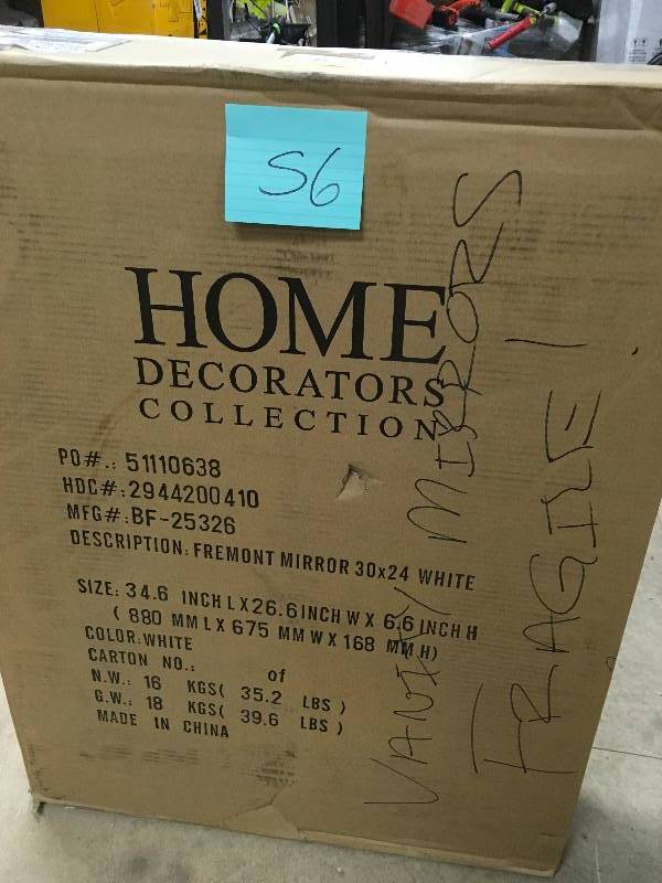 Home Decorators Fremont 24 in. W x 30 in. H x 6-12 in. D Framed Surface-Mount Bathroom Medicine Cabinet in White Open box not used