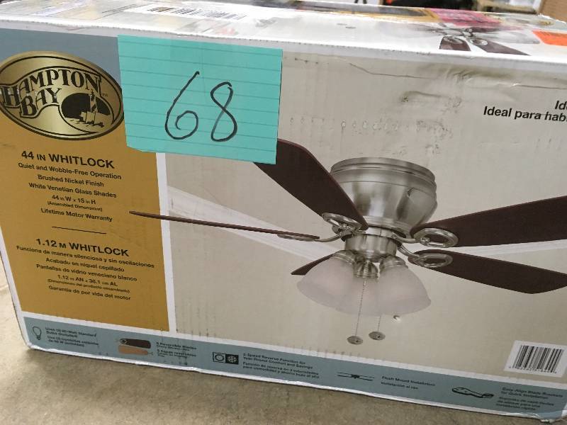 Hampton Bay Whitlock 44 in. Brushed Nickel Ceiling Fan Open box not used