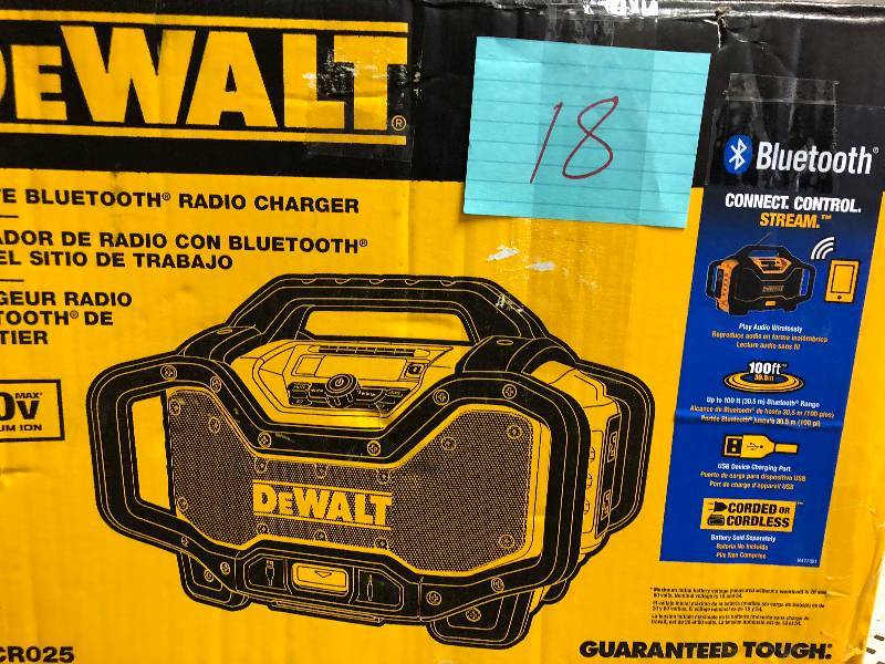 Dewalt DCR025 Jobsite Bluetooth Radio  used works with electricity does not charge battery
