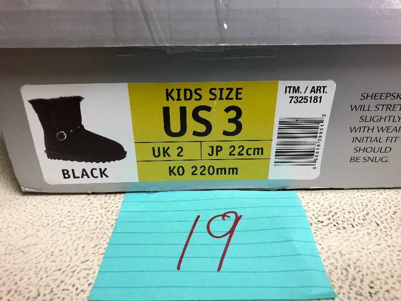 Kirkland Signature Kids Black Boot US 3 Size not used