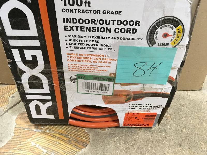 Ridgid 100 ft. 103 Extra Heavy-Duty Contractor-Grade IndoorOutdoor Extension Cord
