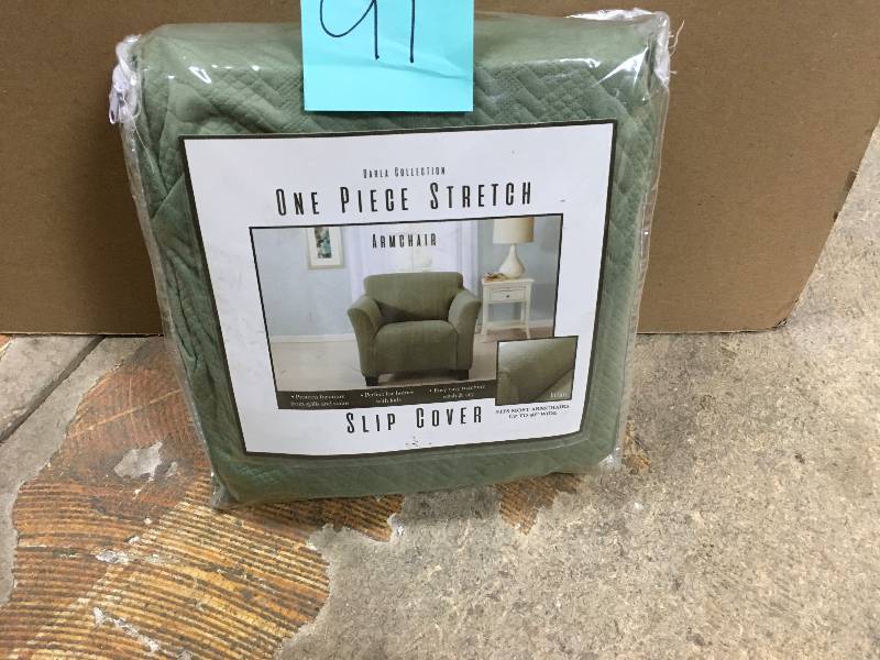 Great Bay Home Darla Collection Tea Green Luxurious Cable Knit Stretch Fit Form Fitting Chair Slipcover New