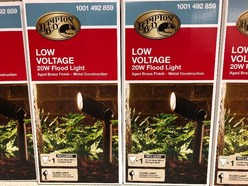 Lot of 4 New Hampton Bay Hampton Bay Low Voltage Aged Brass Outdoor Halogen Flood Light