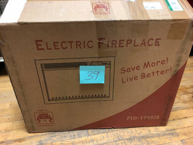 AKDY FP0028 23 1500W Freestanding Electric Fireplace Insert Heater with Tempered Glass and Remote Control, Black not used