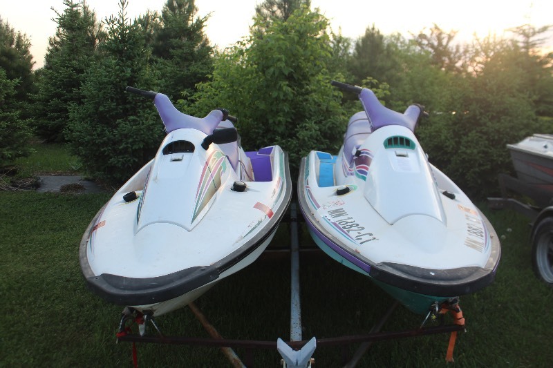 Pair of 1995 Arctic Cat Tigershark Jet Skis with a Dual Trailer #547 MN  Auto Auctions -NO RESERVE SALE- K-BID