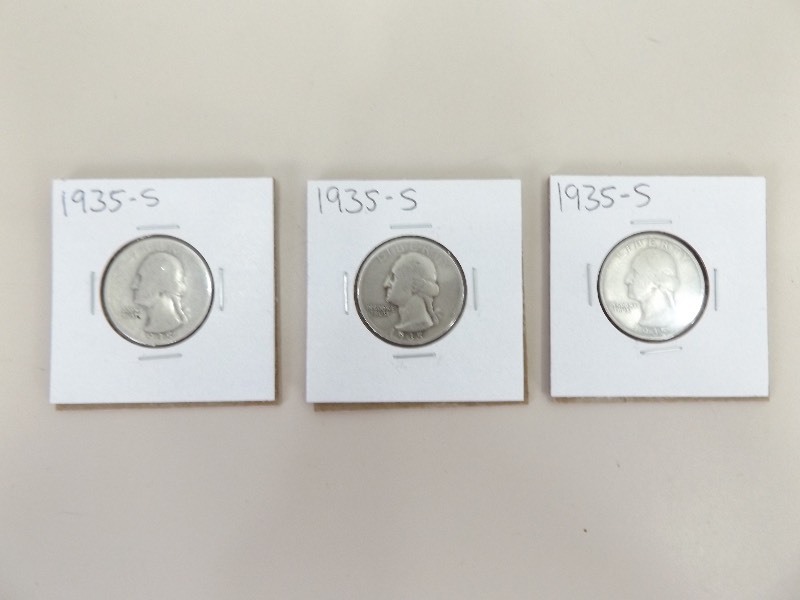 lot 29 image: 3 - 1935-S Washington Silver Quarters