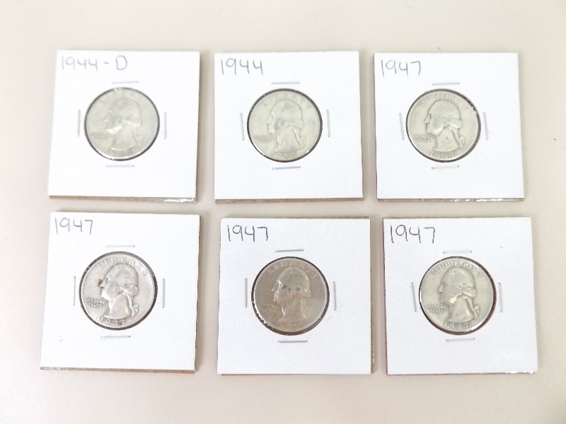 lot 31 image: 6 - 1940s Washington Silver Quarters
