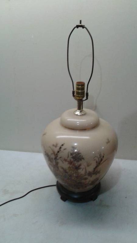 lot 18 image: House Table Lamp, Used, Works, Shade Has A Stain