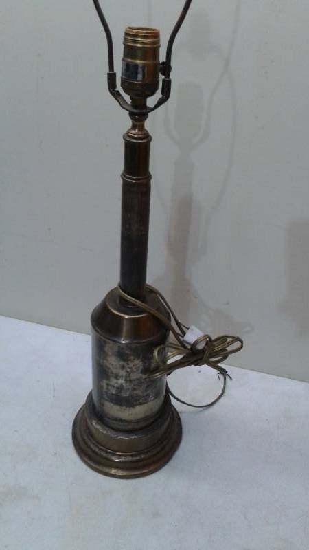 lot 20 image: Vintage Metal Lamp, Used, Shows Wear, No Shade