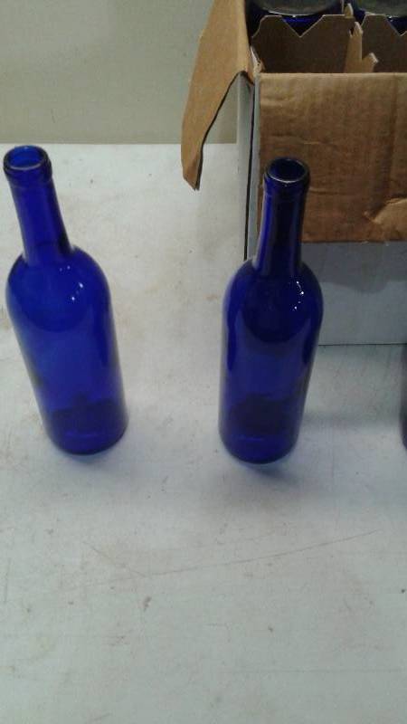 lot 39 image: Box Filled With Cobalt Blue Bottles, 11 In All