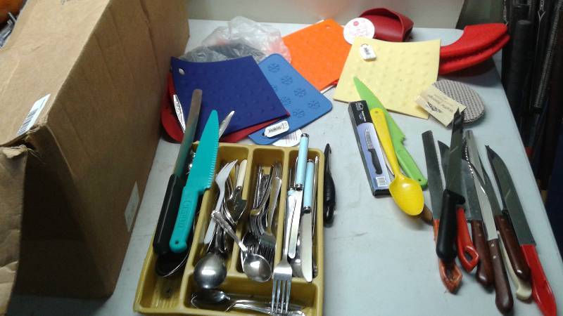 lot 60 image: Box Filled With Kitchen Utensils