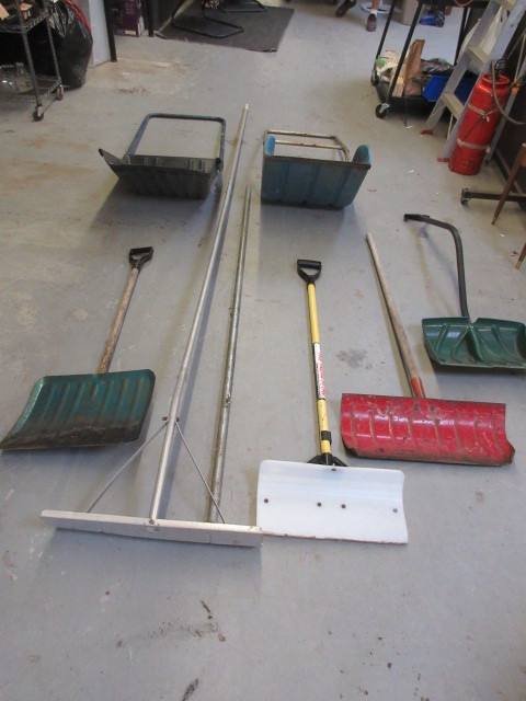 SNOW SHOVELS AND ROOF RAKE