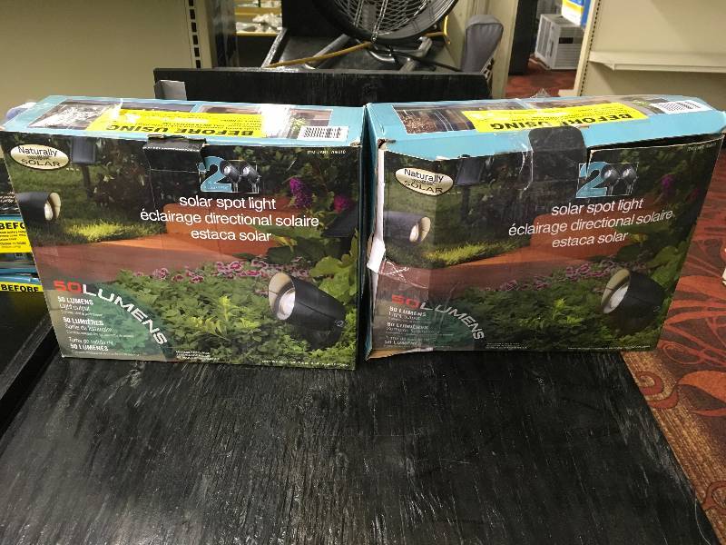 lot 301 image: Two Boxes of Solar Spotlights 2 PK, Retail $29.98