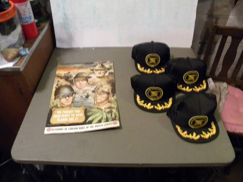 Vintage Veterans of Foreign Wars Poster & NRA Caps