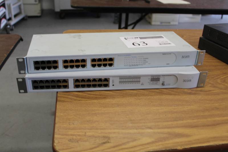lot 63 image: Lot of (2) 3Com Rack-Mount Switches - Baseline 2024, Baseline 10100