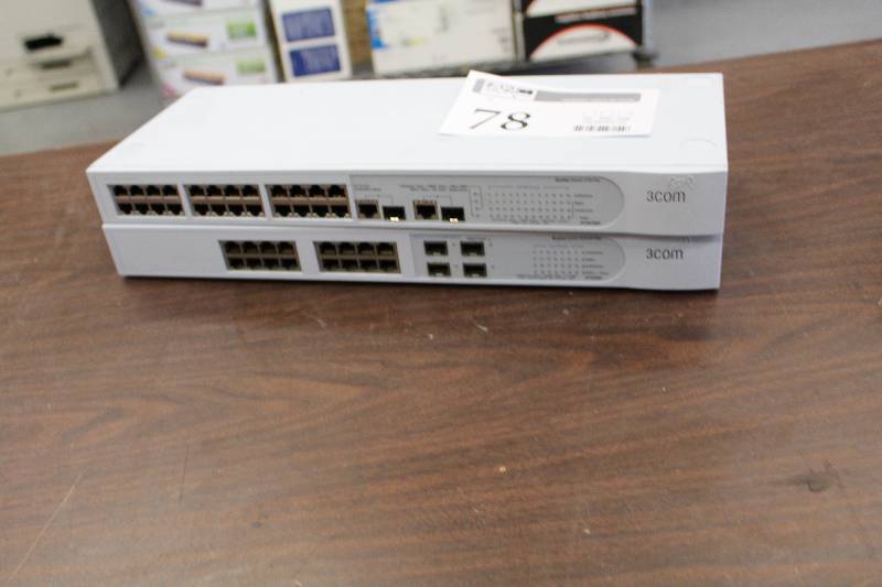 lot 78 image: Lot of (2) 3Com Baseline 2226 Plus, Baseline 2816-SFP Plus Switch