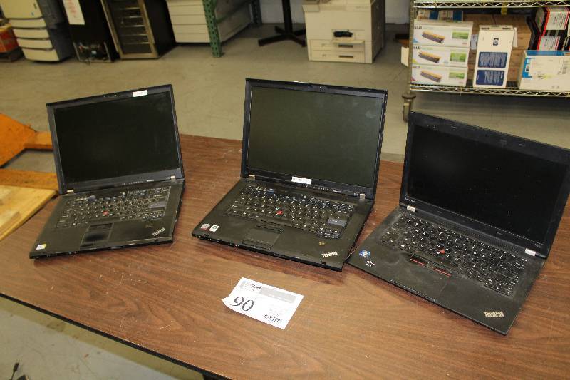 lot 90 image: Lot of (3) Laptop Computers For Parts - Lenovo T430u, Lenovo T500, Lenovo T500