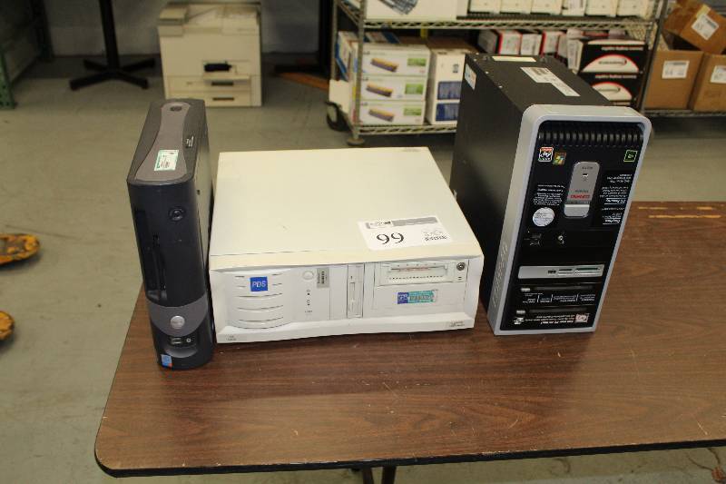 lot 99 image: Lot of (3) Desktop Computers - Dell Optiplex GX270, PDS, Compaq Presario SR2037X