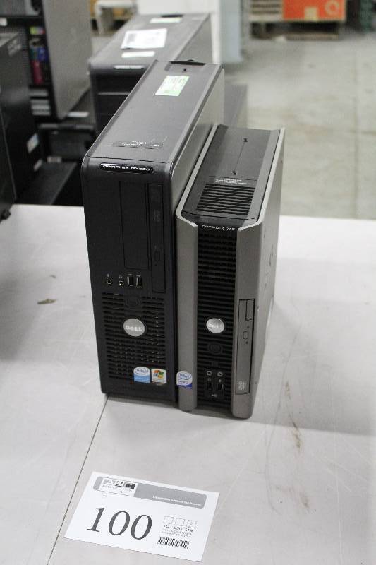 lot 100 image: Lot of (2) Dell Desktop Computers - Optiplex GX520, Optiplex 745