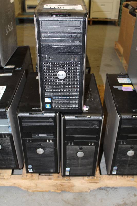 lot 106 image: Lot of (3) Dell Optiplex 745,755,780 Desktop Computers
