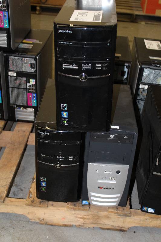 lot 103 image: Lot of (3) Desktop Computers - eMachines, Voyageur