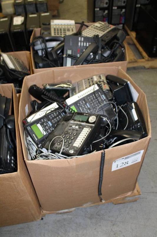 lot 128 image: Lot of (2) Boxes of Telephones - AT&T, NEC, Cortelco