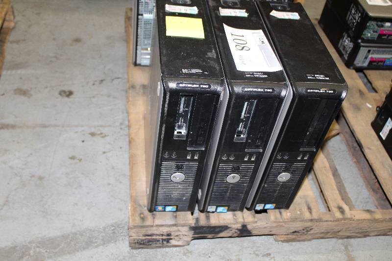 lot 108 image: Lot of (3) Dell Optiplex 780 Desktop Computers