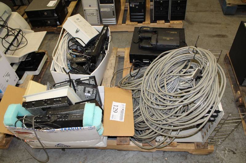 lot 129 image: Pallet Lot of Electronics - Sharp VHS Camcorder, Yamaha CDC-565 Natural Sound Caompact Disc Player, Time Lapse VCR, Community SC21.1 System Controller, Video Cables, And More