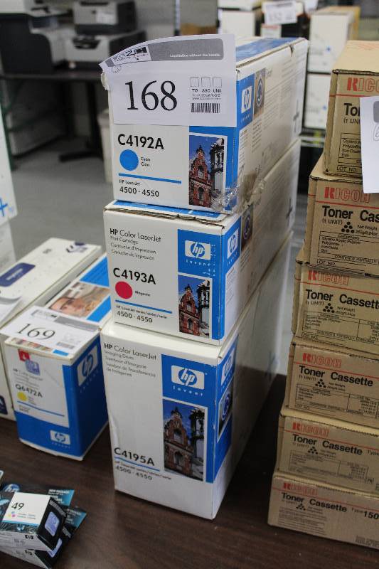 lot 168 image: Lot of (3) HP Color LaserJet Printer Toner Cartridge