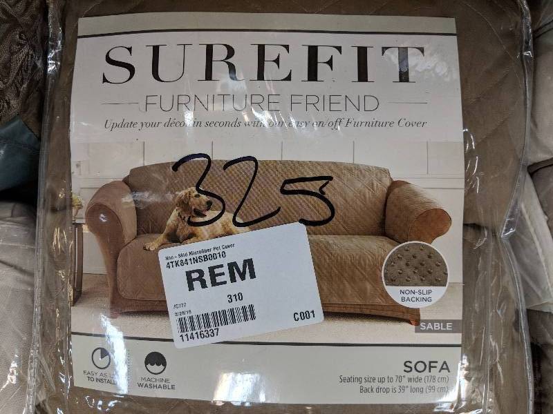 lot 325 image: Sure Fit Microfiber Nonskid Pet Sofa Cover - Sable