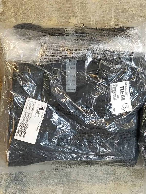 lot 137 image: Carhartt Mens Quilted Zip-To-Thigh Bib Overall - Black 34W 36L