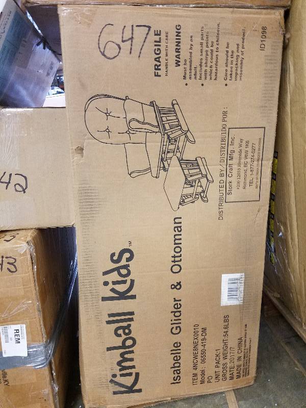 lot 647 image: Kimball Kids Isabelle Nursery Glider and Ottoman