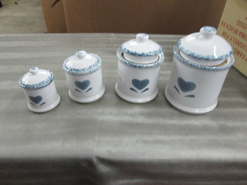 lot 170 image: Set of 4 Blue Heart Canisters...