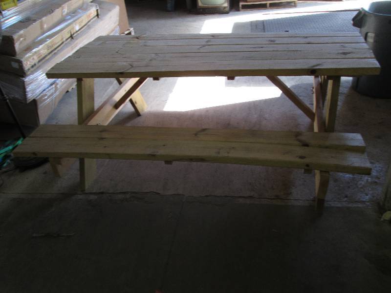 lot 294 image: New Wood Picnic Table- needs a few extr...