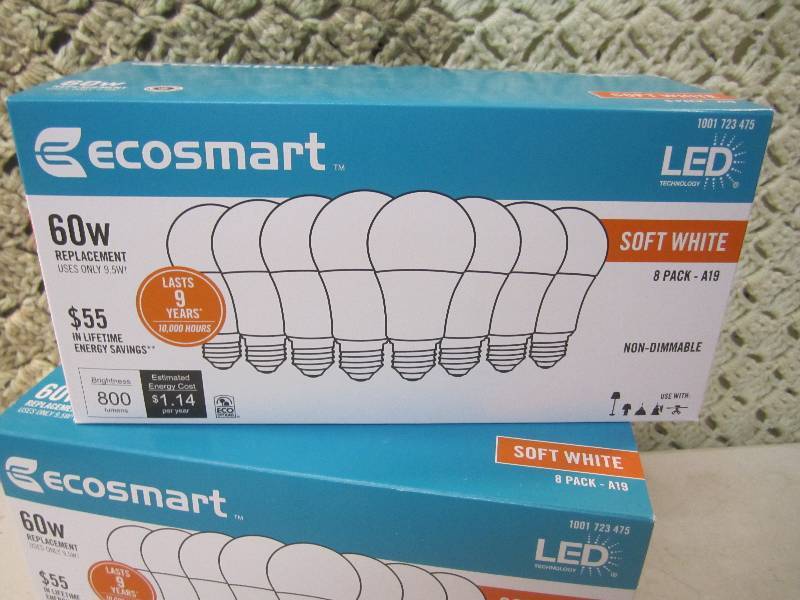 lot 32 image: 2 - 8-Packs of 60 Watt LED Light Bu...