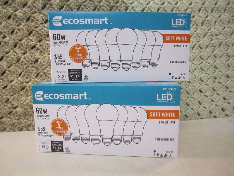 lot 34 image: 2 - 8-Packs of 60 Watt LED Light Bu...