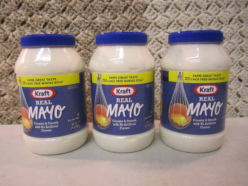 lot 59 image: 3 Jars Kraft Real Mayo Best by May ...