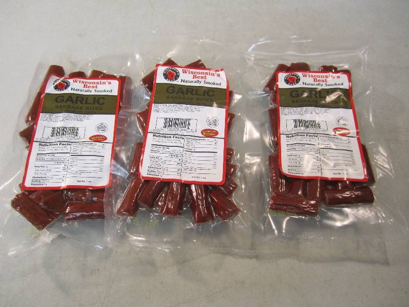 lot 68 image: 3 Packs of Smoked Garlic Sausage Bi...