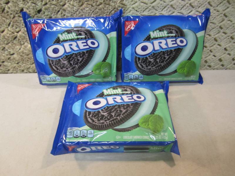 lot 78 image: 3 Packs Mint Oreo Cookies Best by M...