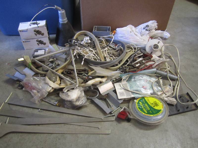 lot 132 image: Box Full of Misc Hardware Etc  A-2...